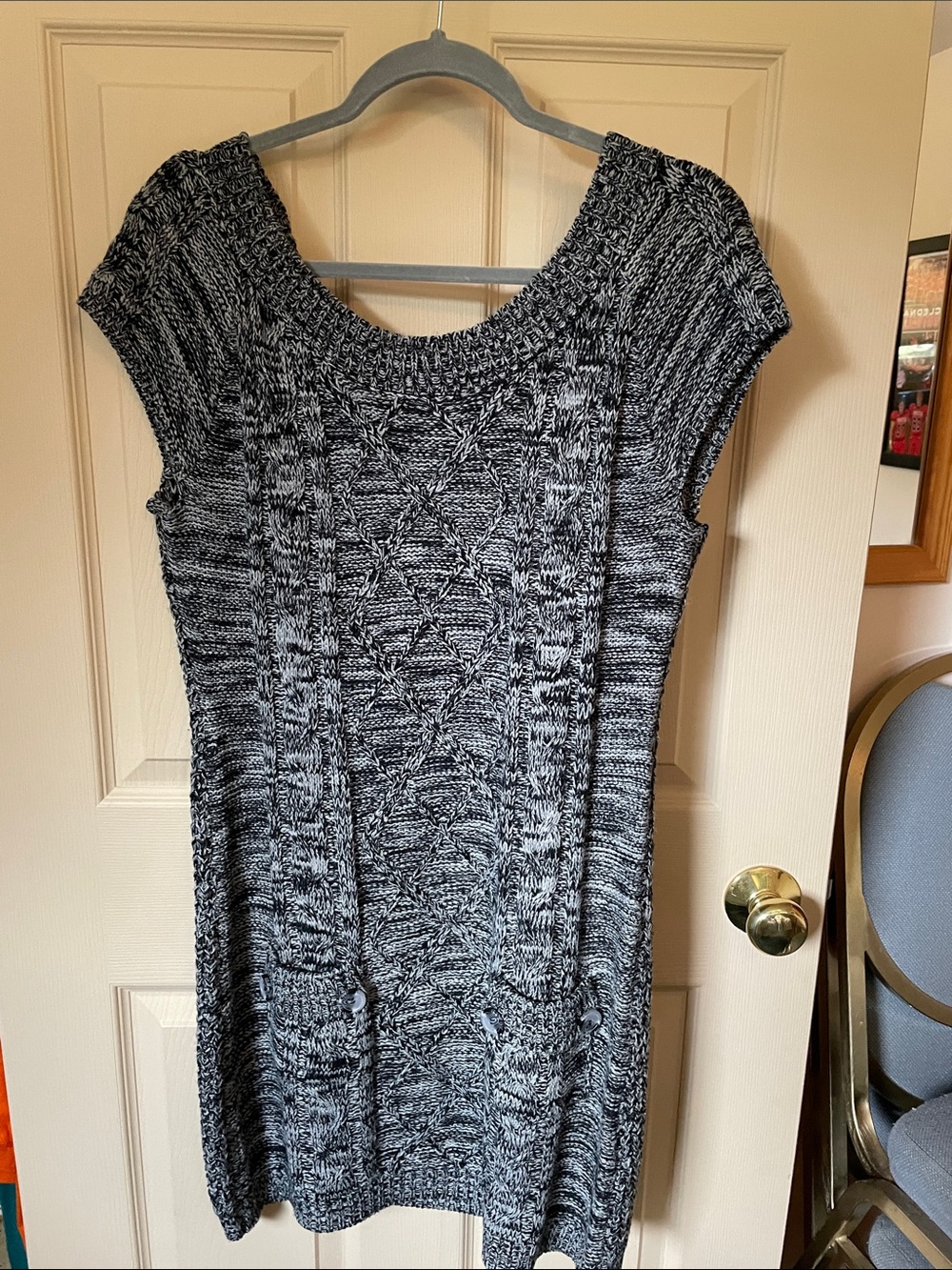 1955 Vintage Black and White Marled Knit Midi Dress